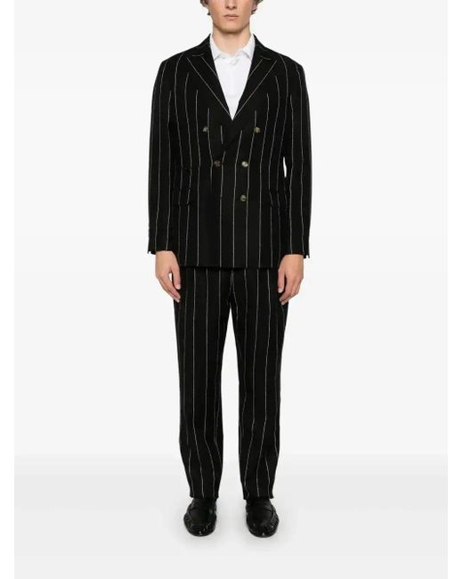 Brunello Cucinelli Black Pinstriped Suit for men