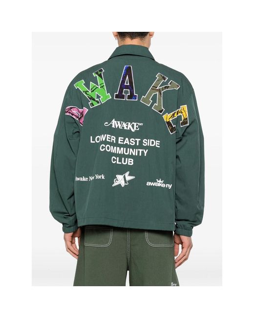 Awake Couture Green L. E. Community Coaches Jacket for men