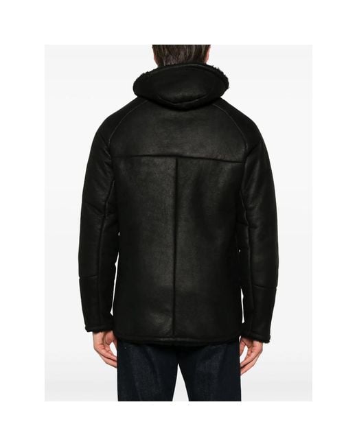 Eraldo Black Hooded Leather Jacket for men