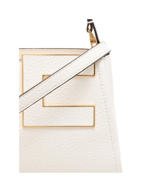 Elisabetta Franchi White Logo-Plaque Tote Bag