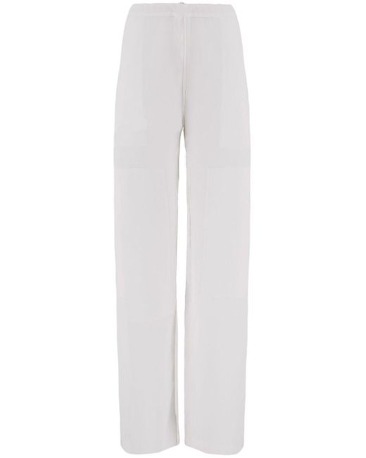 Ferragamo White Patch-Detail Linen-Blend Trousers