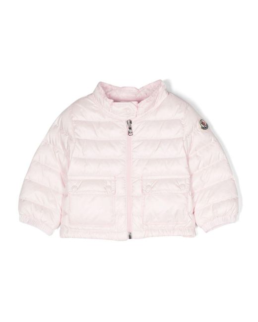 Moncler Pink Lans Logo-Patch Quilted Jacket
