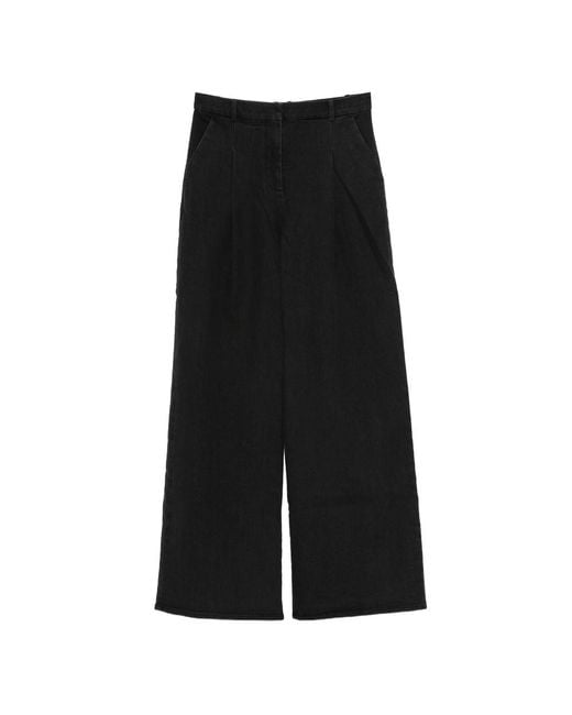 THE GARMENT Black Pleat-Detail Trousers