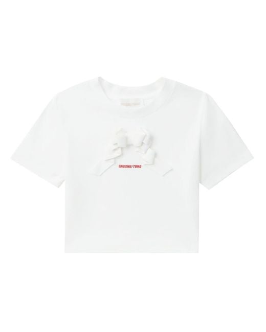 ShuShu/Tong White Bow-Detail Cotton T-Shirt