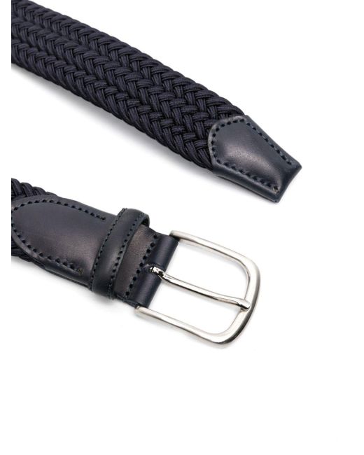 Eraldo Blue Leather-Trim Interwoven Belt for men