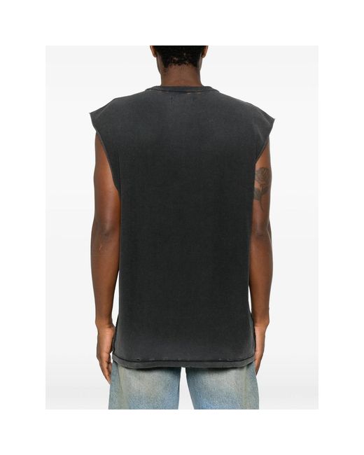 Purple Brand Black Graphic-Print Distressed T-Shirt for men