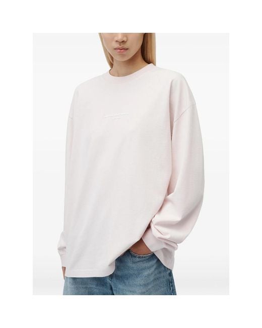 Alexander Wang White Long Sleeve Tee W/ Logo Print