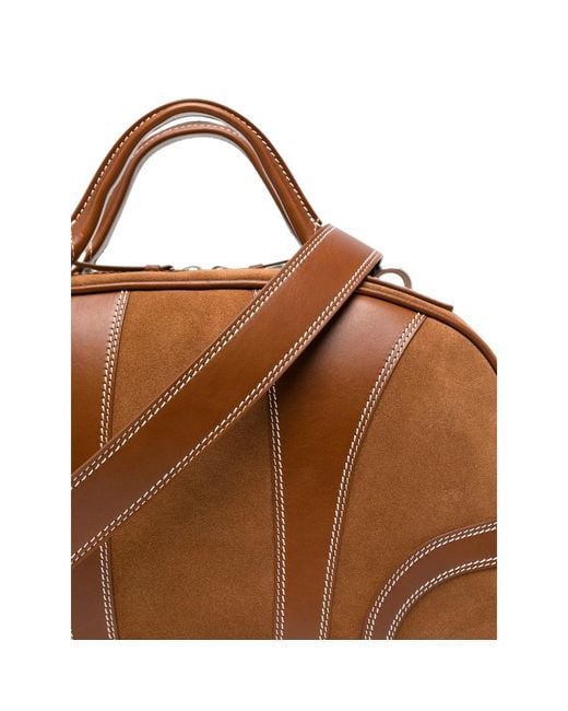 Dries Van Noten Brown Suede Leather-Panelled Tote Bag for men