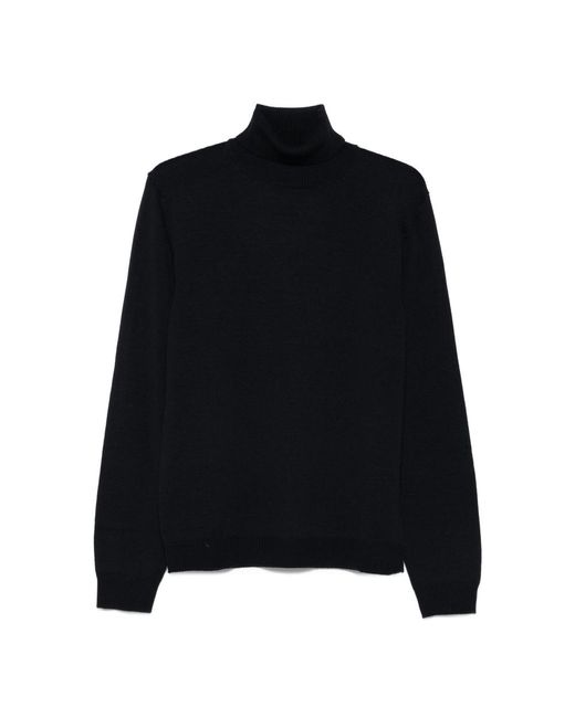 Roberto Collina Black Turtleneck Merino Wool Sweater for men