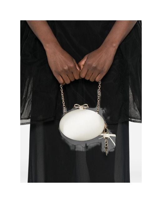 Self-Portrait White Bow-Detail Oval Clutch Bag