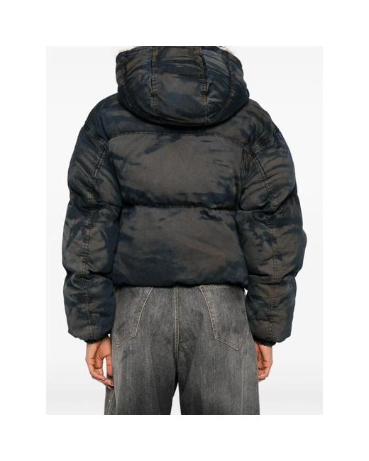 DIESEL Blue Camouflage-Pattern Padded Jacket