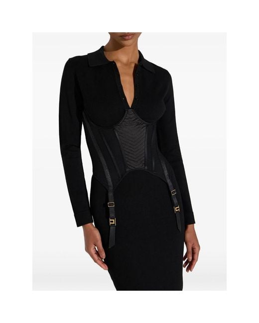 Elisabetta Franchi Black Knit Bustier Dress