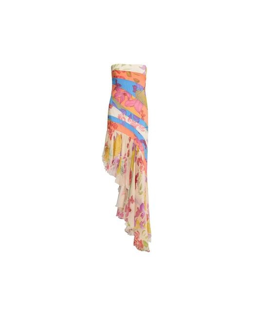 Donde Esteban Multicolor Flores Strapless Asymmetric Dress