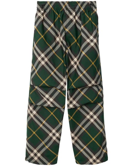 Burberry Green Check Pants for men