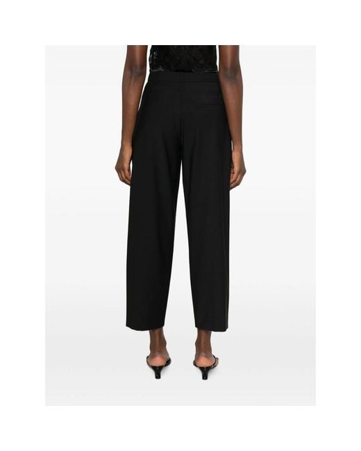 Tela Black Pleated-Detail Cropped Trousers