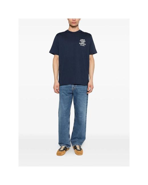 FAMILY FIRST Blue Short-Sleeve Lettering T-Shirt for men