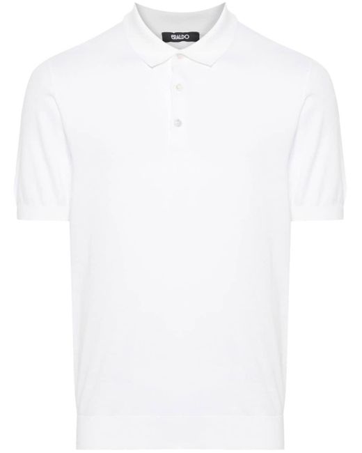 Eraldo White Knitted Cotton Polo Shirt for men