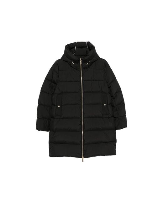 Moorer Black Klie Quilted Hooded Coat