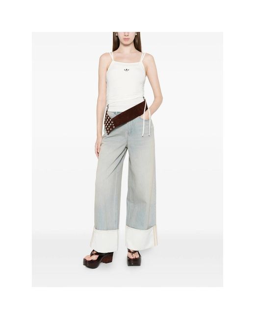 Adidas White Double Strap Cropped Top