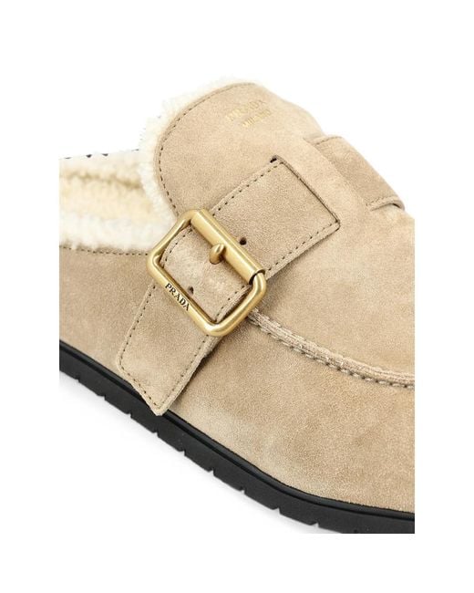 Prada Natural Suede Mules