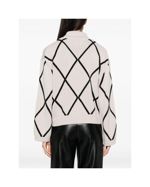 Allude Multicolor Argyle-Pattern Roll-Neck Sweater