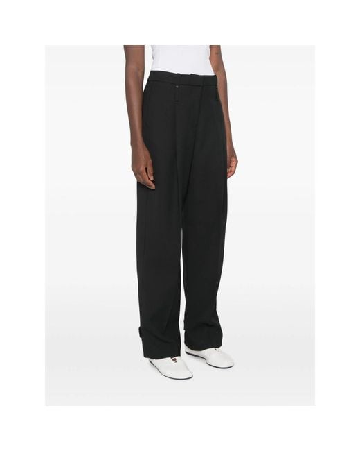 Stine Goya Black Pressed-Crease Buttoned-Cuff Trousers