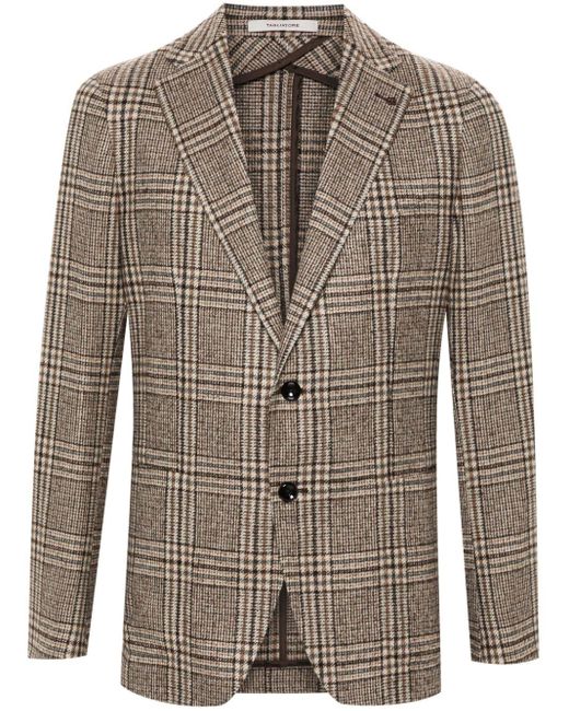 Tagliatore Brown Check-Pattern Long-Sleeve Blazer for men