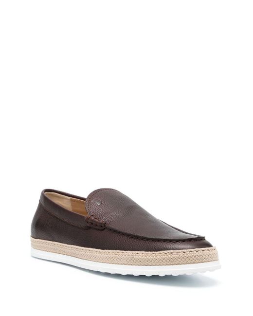Tod's Gray Almond-toe Leather Loafers for men