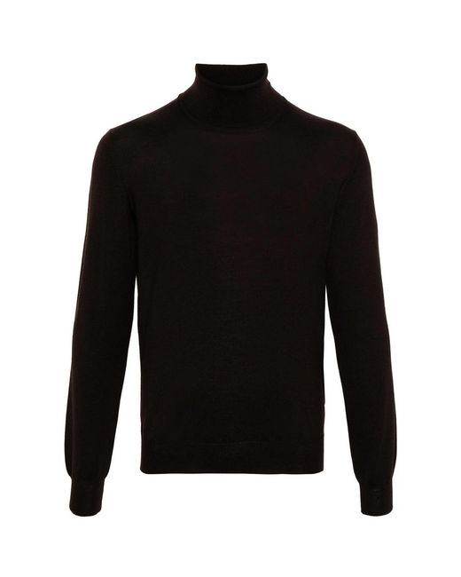 Fileria Black Roll-Neck Virgin Wool Jumper for men
