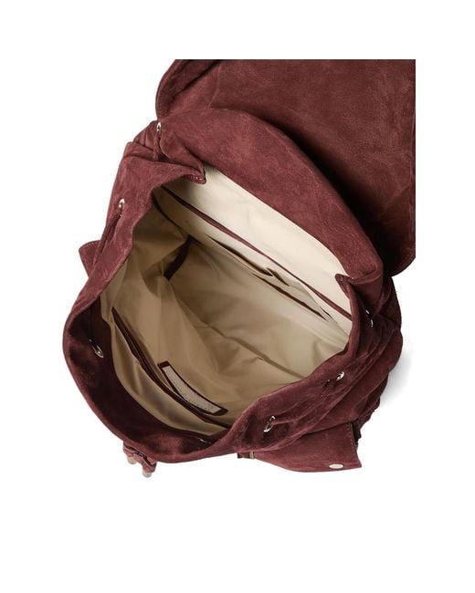 Brunello Cucinelli Red Suede Leisure Backpack for men