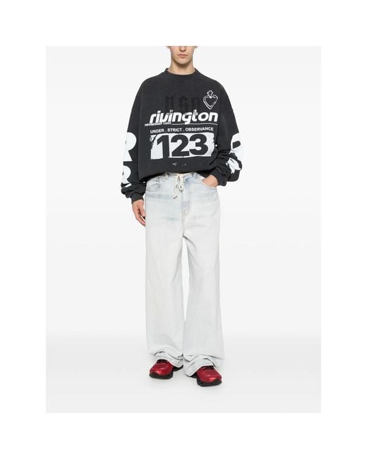 RIVINGTON roi Rebis Black Graphic-Print Logo-Sleeve Sweatshirt for men