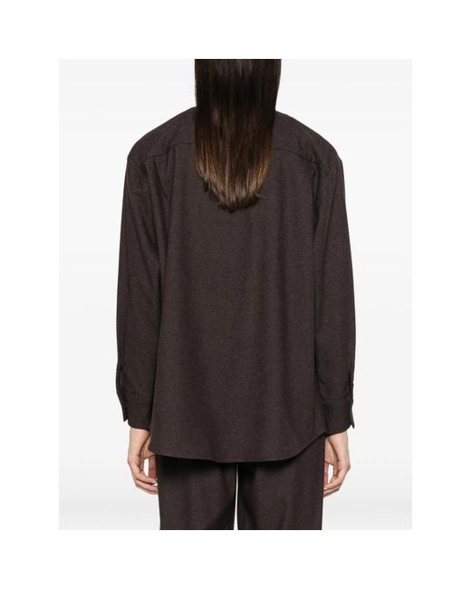 ELEH Brown Chest-Pocket Button-Up Shirt