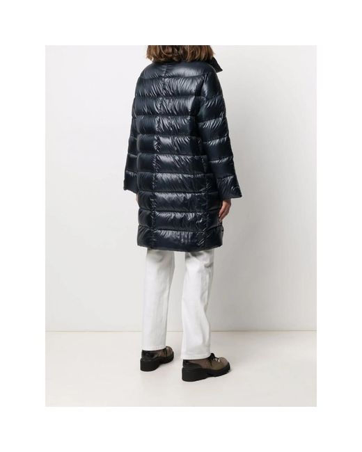 Herno Blue Down-Feather Mid-Length Coat