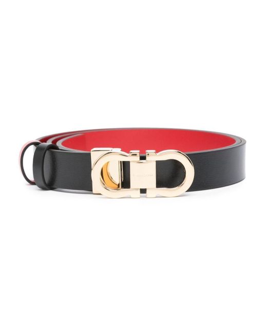 Ferragamo Red Gancini-Buckle Reversible Leather Belt