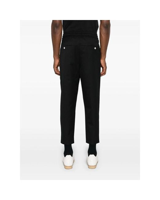 Drole de Monsieur Black Drawstring Twill Cropped Trousers for men