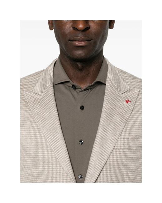 Isaia Gray Houndstooth-Pattern Blazer for men