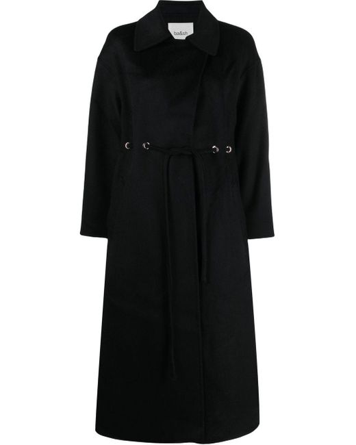 Ba sh Kate Drawstring Wool Blend Coat in Black Lyst UK