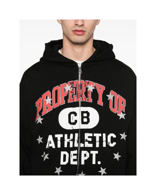 Cole Buxton Black Graphic-Print Zip-Fastening Hoodie for men