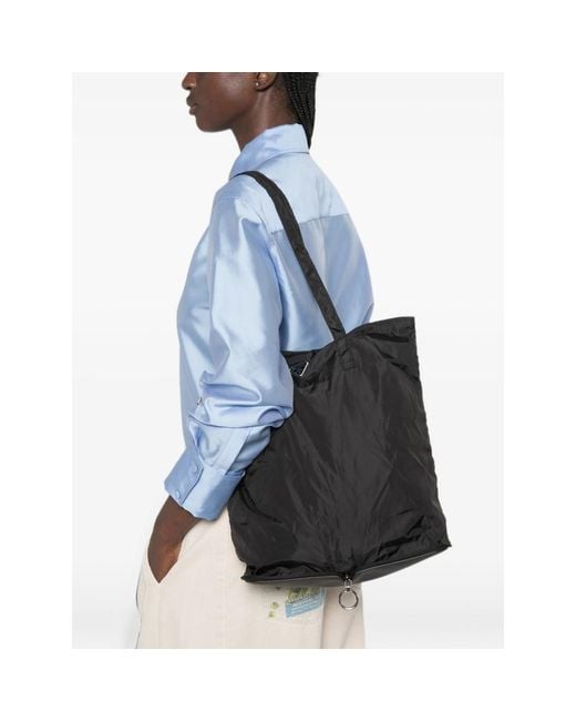 Prada Black Logo-Plaque Tote Bag