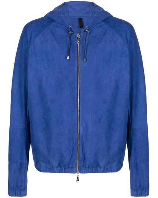 Tagliatore Blue Hooded Zip-Up Jacket for men