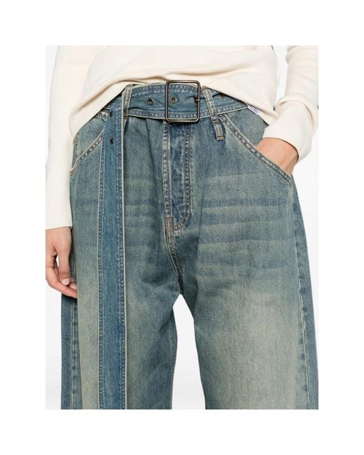 DARKPARK Blue Belted Wide-Leg Jeans