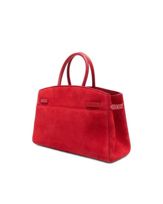 DeMellier London Red Midi Hudson Suede Tote Bag