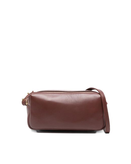 Elleme Brown Double-Zip Leather Cross Body Bag