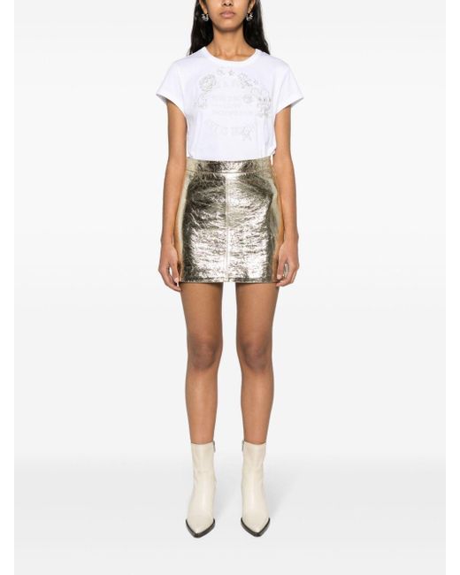 Zadig & Voltaire Natural Jinette Metallic Leather Skirt