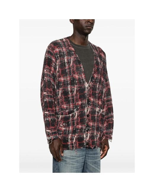 R13 Brown Frayed Cardigan for men