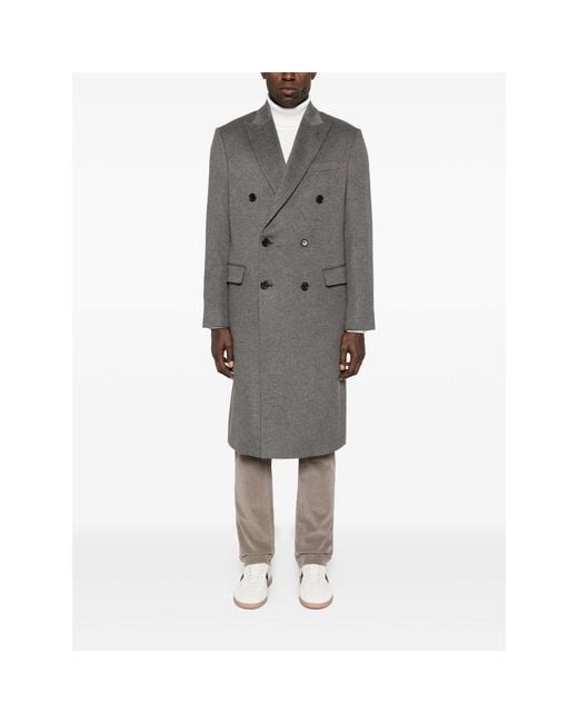 Reveres 1949 Gray Double-Breasted Coat for men