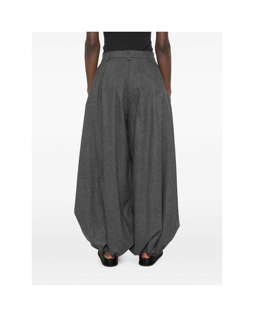 Thelatest Gray Pleated Balloon-Hem Pants