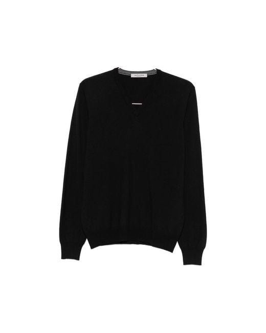 Fileria Black V-Neck Sweater for men