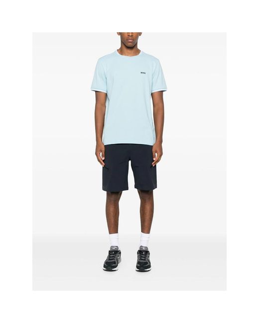 Boss Blue Crew-Neck Cotton T-Shirt for men