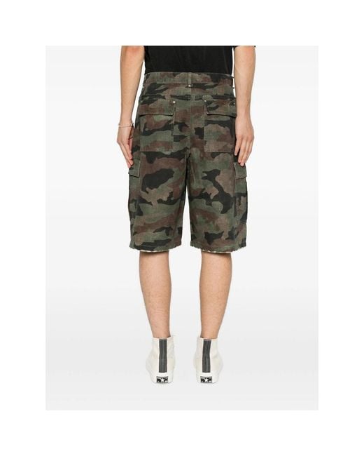 Represent Gray Camouflage-Print Cargo Shorts for men